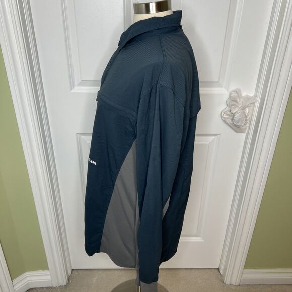 SIMMS Fishing Shirt Men's XL Teal Blue Long Sleeve Vented Snap Outdoor Pockets - Picture 5 of 12
